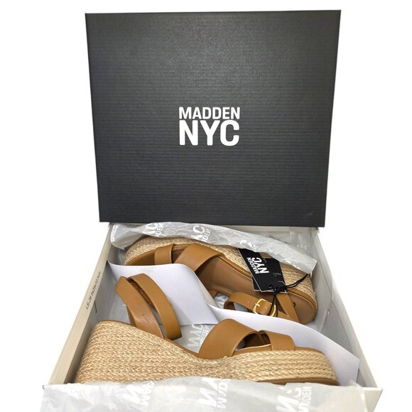 Madden NYC Wedge Sandals Strappy Womens Size 6-11 Beige Adjustable Buckle Strap - Picture 2 of 11